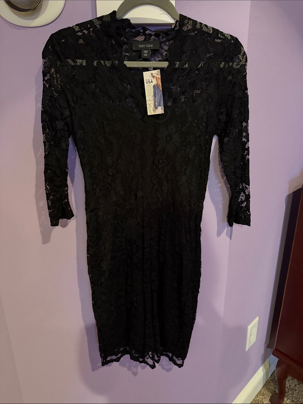 Karen Kane Black Lace Long-Sleeve Sheath Dress
